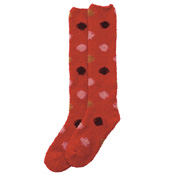Kurochiku Soft Warm Long Socks, Polka Dot, Red 