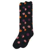 Kurochiku Soft Warm Long Socks, Polka Dot, Black 