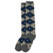 Kurochiku Soft Warm Long Socks, Flower, Gray