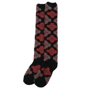 Kurochiku Soft Warm Long Socks, Flower, Black 