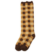 Kurochiku Soft Warm Long Socks, Checkered Brown
