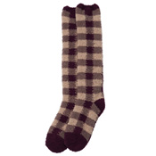 Kurochiku Soft Warm Long Socks, Checkered Purple