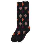 Kurochiku Soft Warm Long Socks, Diamond, Black 