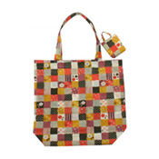 Kurochiku Japanese Pattern Eco Bag, Small Size, Plum Check 