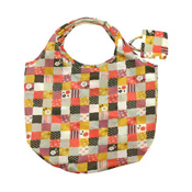 Kurochiku Japanese Pattern Shopping Eco Bag, Plum Check 