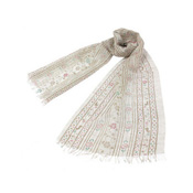 Kurochiku Cotton & Linen Scarf, Stripe Arabesque 