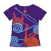 KUROCHIKU kurofune T恤 貍貓和兔子 [U領] 紫