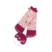 Kurochiku Toe Print 5-Toe Culture Tabi Socks, Cherry Blossom Flower 