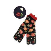 KUROCHIKU 腳趾圖案 2趾文化襪 薔薇