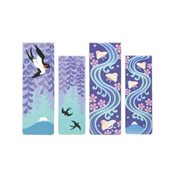 Kurochiku Japanese Pattern Magnetic Bookmark, Flower & Bird