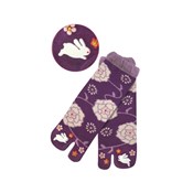 Kurochiku Toe-Print Tabi-Style Culture Socks, Peony