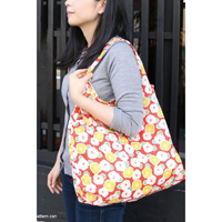Kurochiku Japanese-Pattern Shopping Eco Bag, Camellia