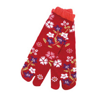 Kurochiku Culture Tabi Socks, Split-Toe, Fall Flower 