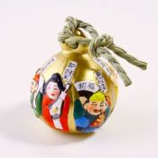 Gilded Ceramic Bell w/7 Deities of Good Fortune