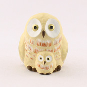 Ceramic Owl Bell, New Mother & Chick (Brown)