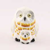 Ceramic Owl Bell, New Mother & Chick (White)