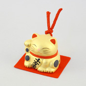 (New) Beckoning Cat Ceramic Bell Gold