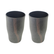 Ceramic-Style Very Cold Tumbler Black Persimmon Glaze 410cc 2-Piece Set