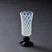 Taisho Roman Edo Glass, Sake Cup, Checkered, Black/Long