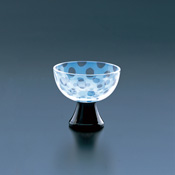 Taisho Roman Edo Glass, Stemmed Sake Glass, Polka Dot 