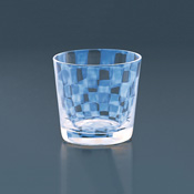 Taisho Roman Edo Glass, Sobachoko Cup. Checkered