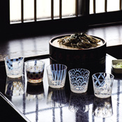 Taisho Roman Edo Glass, Sobachoko Cup. Assortment of 5