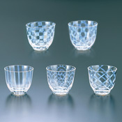 Taisho Roman Edo Glass, Iced Tea Glass, Assortment of 5