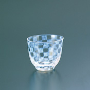 Taisho Roman Edo Glass, Iced Tea Glass, Checkered