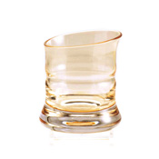 BAMBOO SERIES Edo Glass, Large Guinomi Sake Cup, Gold Bamboo