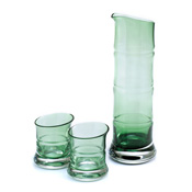 BAMBOO SERIES Edo Glass, Green Bamboo Sake Set, Large