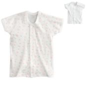 Printed Circular-Rib Knit Short-Sleeved Front-Button Shirt 