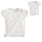 Printed Circular-Rib Knit Short-Sleeved 1-Button Shirt 