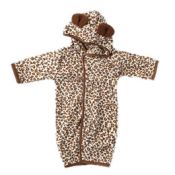 2WAY Hooded Coverall w/Leopard-Pattern Fleece