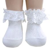 玫瑰蕾絲嬰兒襪
