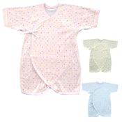 雙羅紋編織水珠圖案連身內衣 嬰兒 新生兒 伸縮 吸水 棉 日本製