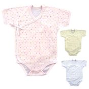 雙羅紋編織水珠圖案連褲內衣 嬰兒 新生兒 伸縮 吸水 棉 日本製