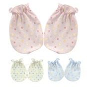 Circular-Rib Polka-Dot Pattern Baby Mittens, Cotton, Made in Japan