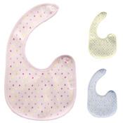 Circular-Rib Polka-Dot Pattern Baby Bib, Cotton, Made in Japan