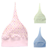 Circular-Rib Polka-Dot Pattern Baby Hat, Cotton, Made in Japan