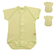 Organic Short-Sleeved Front-Opening Baby Body Suit, Cotton, Made in Japan
