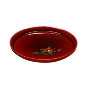 Yakumonuri Lacquerware, Round Tray (Red Camellia)