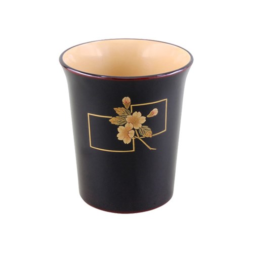 Japanese Lacquer Sake Cup Black with Gold Edge