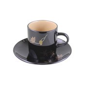 コーヒーカップ (立形)　黒内白塗　鉄線蒔絵